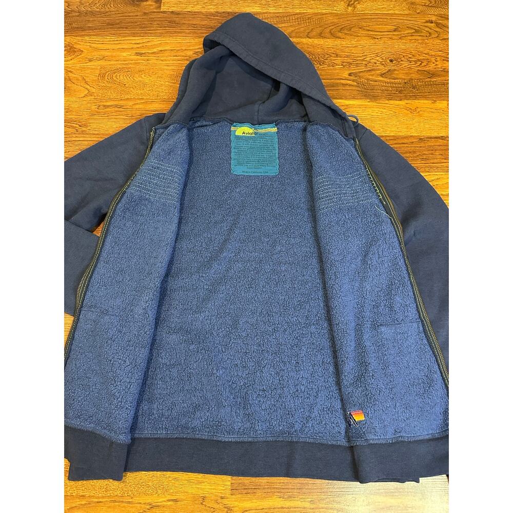 Aviator Nation 5 Stripe Zip Up Hoodie XL Blue Full Zip Sweatshirt Relaxed Vibes - Picture 3 of 12